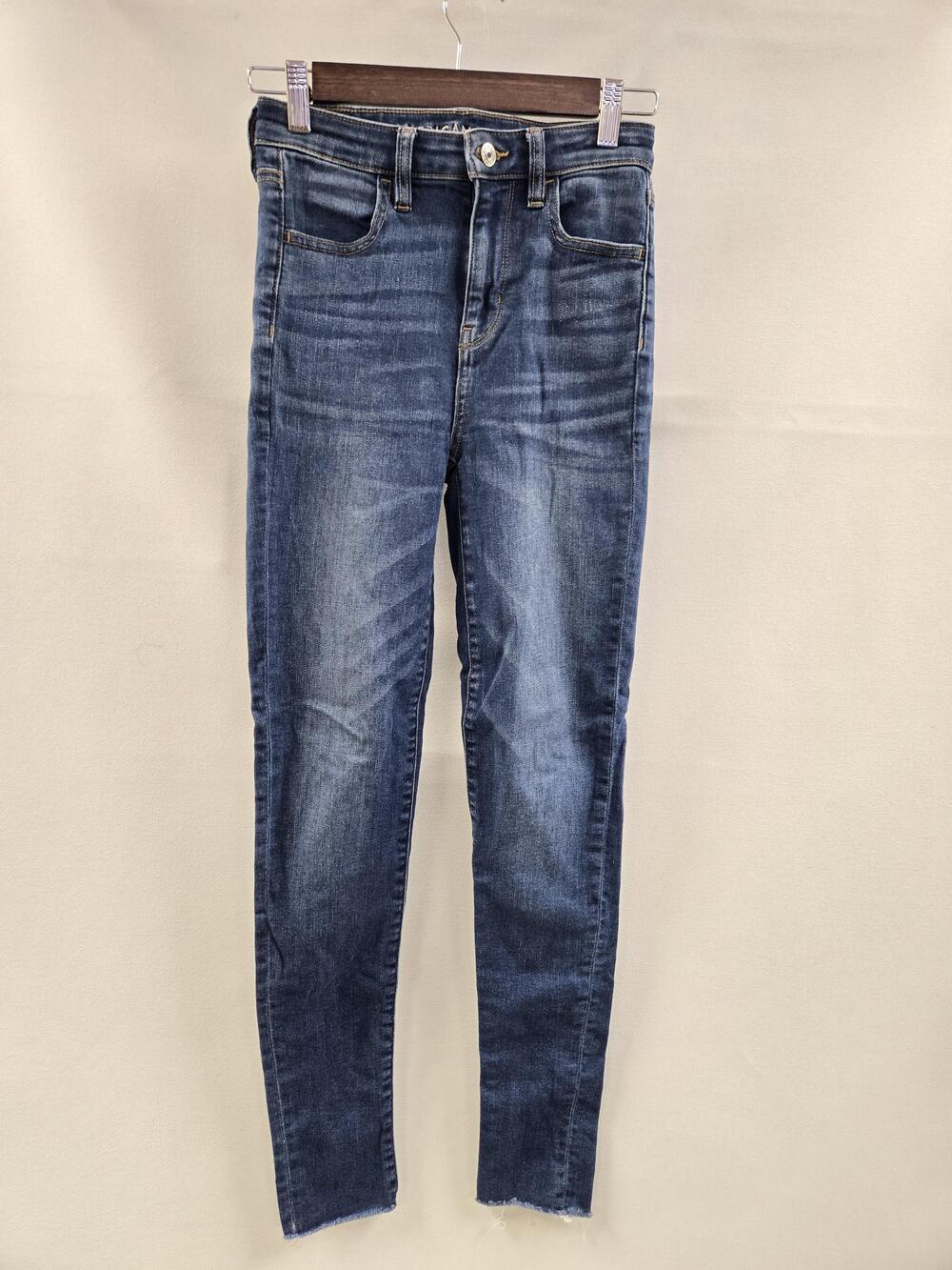 American Eagle Jeans Womens 0 Blue Super Hi Rise Jegging Crop Super Stretch